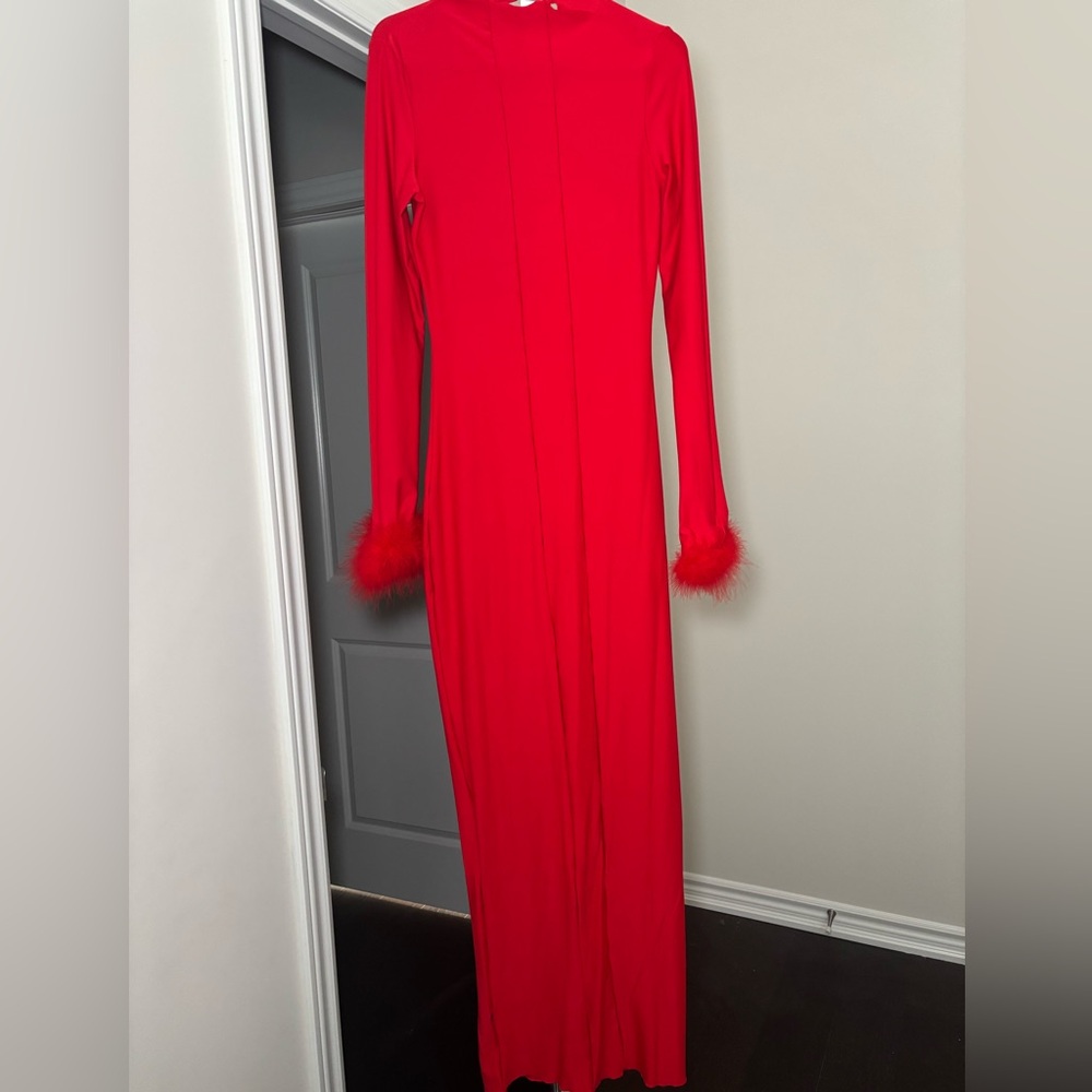 Elegant Red Long Sleeve Dress